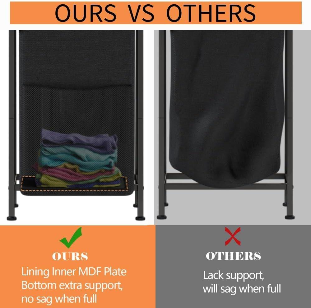 imageFurnulem 4 Tiers Laundry Hamper with Shelf and Hooks Tall Laundry Basket Sorter with 2 Removable Bags Double Clothes Hampers Organizers for Bathroom Bedroom1Bag Laundry Hamper