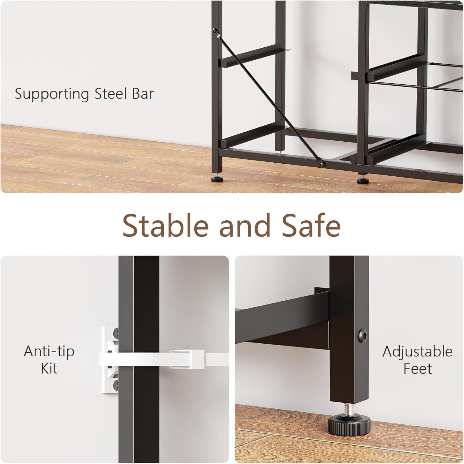 imageFurnulem 9 Drawer Dresser 63 Long TV Stand for Bedroom Entertainment Center with Power Outlet ampamp LED Light for 65quot75quot TV Black Dresser with Fabric Storage Drawers for ClosetBlack Oak