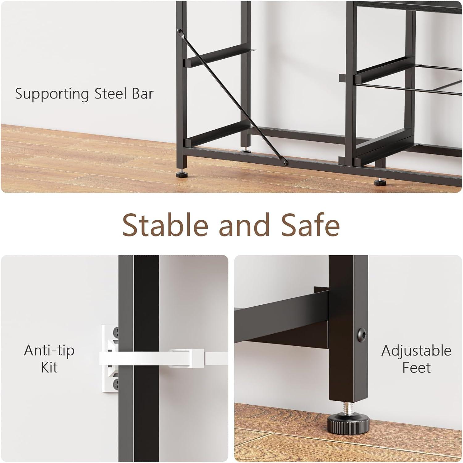 imageFurnulem 9 Drawer Dresser 63 Long TV Stand for Bedroom Entertainment Center with Power Outlet ampamp LED Light for 65quot75quot TV Black Dresser with Fabric Storage Drawers for ClosetBlack Oak