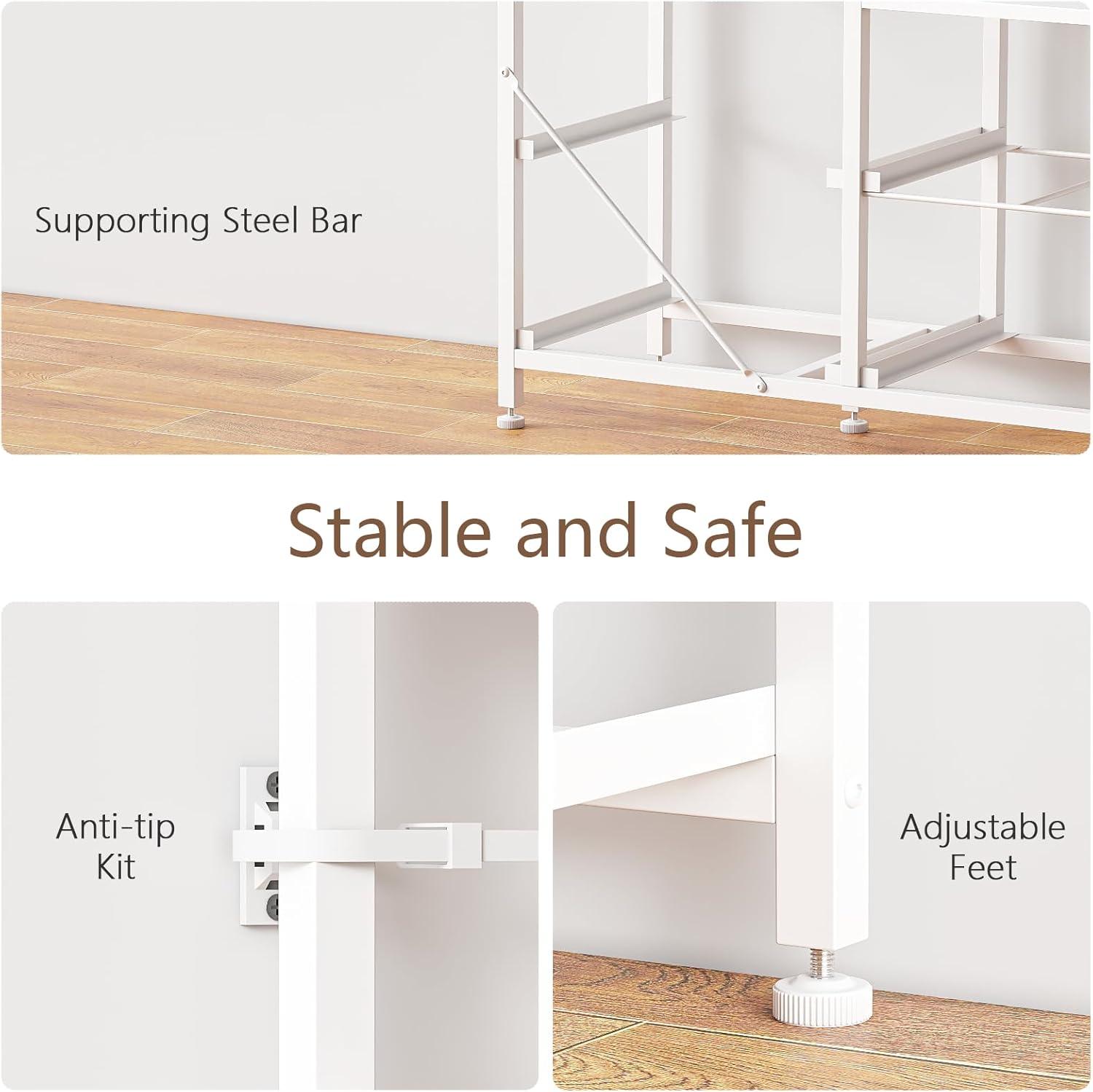 imageFurnulem 9 Drawer Dresser 63 Long TV Stand for Bedroom Entertainment Center with Power Outlet ampamp LED Light for 65quot75quot TV Black Dresser with Fabric Storage Drawers for ClosetWhite