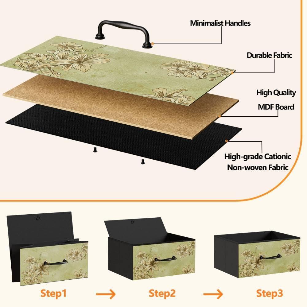 imageFurnulem Tall 6 Drawers Dresser Vintage Storage Organizer Unit with Fabric Bins for Bedroom Living Room Closet Nusery Dorm Entryway Bedside Furniture Sturdy Metal Frame Wood Top118D x 158W x 388H 5 Drawers