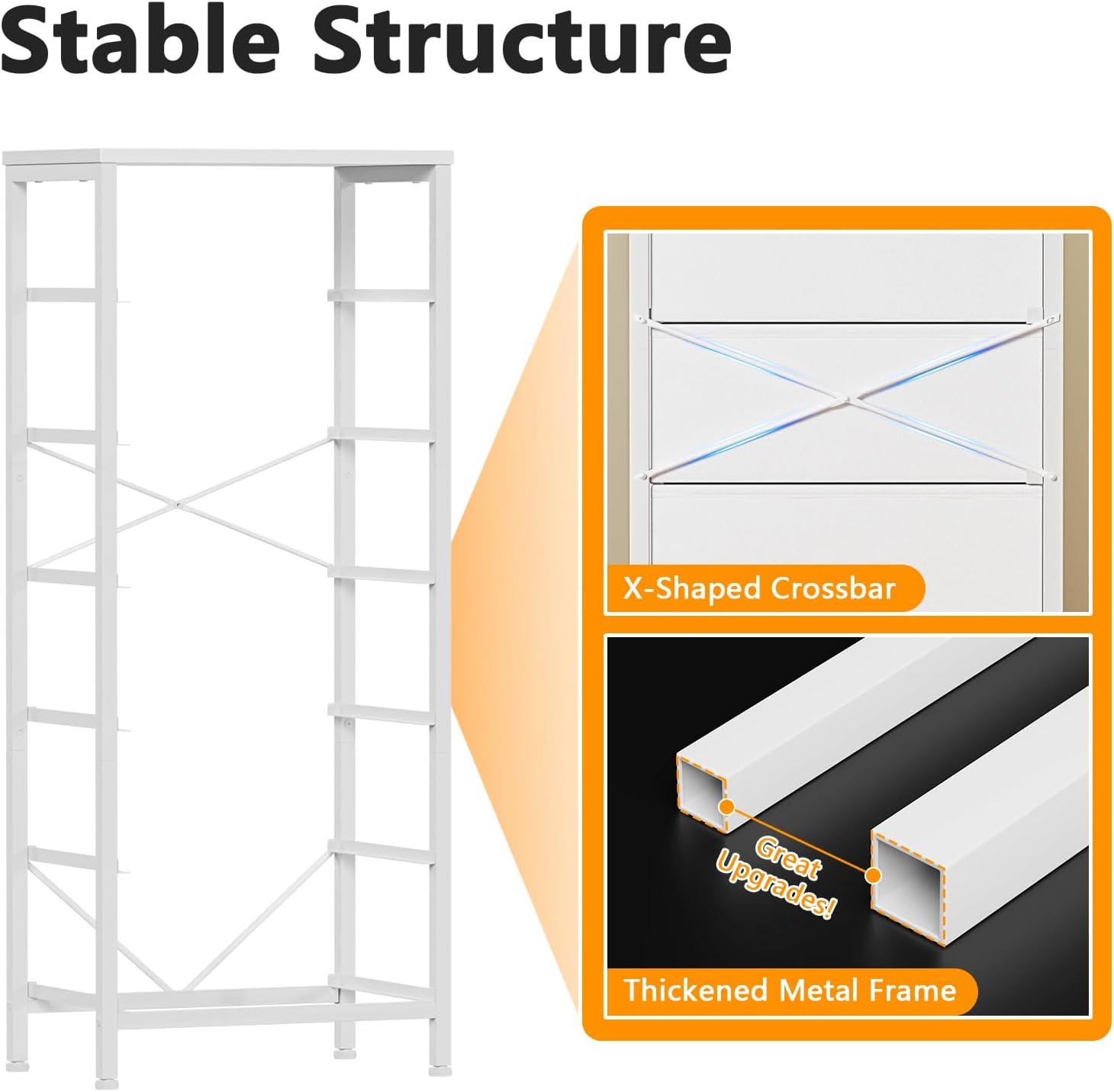 imageFurnulem White Tall Dresser for BedroomVertical Storage Tower Unit and End Table with 6 Fabric Drawers Nightstand Furniture with Drawer Organizer in Living RoomClosetEntrywayHallywayWhite