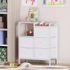 Furnulem 5 Drawer White Dressers for Bedroom 2 Tier Shelf Storage Small Fabric Dresser for Closet Sturdy Metal Frame Modern Style Storage Cabinets Organization Units for Hallway Rooms(White)