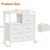 Furnulem 5 Drawer White Dressers for Bedroom 2 Tier Shelf Storage Small Fabric Dresser for Closet Sturdy Metal Frame Modern Style Storage Cabinets Organization Units for Hallway Rooms(White)