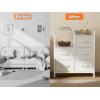 Furnulem 5 Drawer White Dressers for Bedroom 2 Tier Shelf Storage Small Fabric Dresser for Closet Sturdy Metal Frame Modern Style Storage Cabinets Organization Units for Hallway Rooms(White)