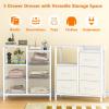 Furnulem 5 Drawer White Dressers for Bedroom 2 Tier Shelf Storage Small Fabric Dresser for Closet Sturdy Metal Frame Modern Style Storage Cabinets Organization Units for Hallway Rooms(White)