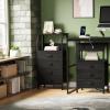 Furnulem 5 Drawers Dresser with Charging Station, Fabric Chest of Drawers with Open Shelf, Tall Night Stand, Bedside Table for Closet, Entryway, Bedroom Furniture, 3 Ways to Use, Black Oak(Black Oak)