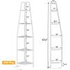 Furnulem 5 Tier Corner Shelf with LED Light, 67.2” Tall Standing Shelf for Wall Corner, Narrow Bookshelf Ladder Shelf for Bedroom, Living Room, Plant, Wood Storage Rack, Metal Frame (White)(White)