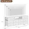 Furnulem 55” Long Dresser for Bedroom, TV Stand for 55 to 65 inch TV, White Dresser with 10 Fabric Drawers, Chest of Drawer for Closet, Entertainment Center with Power Outlet & LED Light(White)