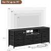 Furnulem 55” Long Dresser for Bedroom, TV Stand for 55 to 65 inch TV, White Dresser with 10 Fabric Drawers, Chest of Drawer for Closet, Entertainment Center with Power Outlet & LED Light(Black Oak)
