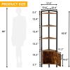 Furnulem Corner Shelf,5-Tier Corner Cabinet with Storage and LED Light, 62.8” Standing Display Bookshelf for Bedroom, Living Room, Kitchen, Wood Display Shelf (Rustic Brown)(Rustic Brown)