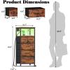 Furnulem Dresser for Bedroom, Tall Nightstand, Vertical Chest with Wood Top, Charging Station, LED Lights, 5 Fabric Bins, Bedside Table with Shelf, Furniture for Entryway (5 Drawer, Rustic Brown)(Rustic Brown)