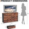 Furnulem Long Dresser for Bedroom, TV Stand for 55” TV, Wide Storage Drawer Unit with 8 Fabric Bins, Double Dresser for Bedroom, Office, Dorm, Closet, Entryway, Wood Top (Rustic Brown)(Rustic Brown)