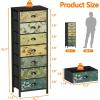 Furnulem Tall 6 Drawers Dresser, Vintage Storage Organizer Unit with Fabric Bins for Bedroom, Living Room, Closet, Nusery, Dorm, Entryway, Bedside Furniture, Sturdy Metal Frame, Wood Top(15.8″D x 43.3″W x 11.4″H (7 Drawers))