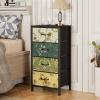 Furnulem Tall 6 Drawers Dresser, Vintage Storage Organizer Unit with Fabric Bins for Bedroom, Living Room, Closet, Nusery, Dorm, Entryway, Bedside Furniture, Sturdy Metal Frame, Wood Top(11.8″D x 15.8″W x 31.5″H (4 Drawers))