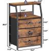 Furnulem White Nightstand with 3 Drawers and 2-Tier Shelf, Small Night Stand End Table Side Furniture, Fabric Storage Organizer for Bedroom, Closet, Hallway, Nursery, Sturdy Steel Frame, Wood Top(Rustic Brown)
