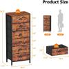 Furnulem White Tall Dresser for Bedroom,Vertical Storage Tower Unit and End Table with 6 Fabric Drawers, Nightstand Furniture with Drawer Organizer in Living Room,Closet,Entryway,Hallyway(Rustic Brown)