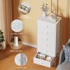Furnulem White Tall Dresser for Bedroom,Vertical Storage Tower Unit and End Table with 6 Fabric Drawers, Nightstand Furniture with Drawer Organizer in Living Room,Closet,Entryway,Hallyway(White)