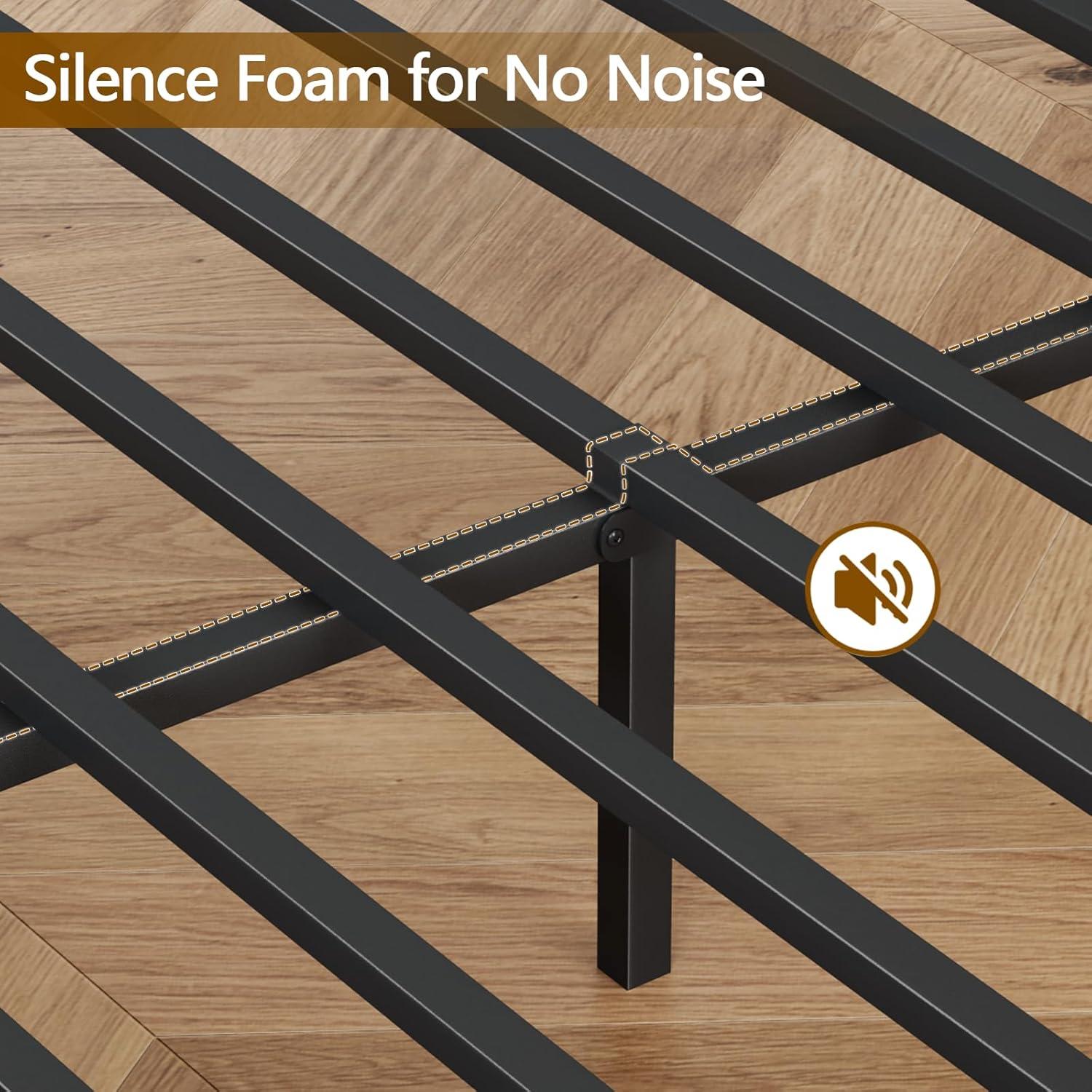 imageFurnulem Full Size Bed Frame with Headboard Storage Platform Bed Frame Full Size with 2 Drawers Charging Station and LED Lights No Box Spring Needed Noise FreeQueen