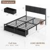 Furnulem Full Size Bed Frame with Headboard,Upholstered Bed Full with LED Light,USB Charging Station,Platform Bedframe with 2 Fabric Underbed Storage Drawers,No Spring Box Needed(Full)