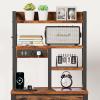 Furnulem Nightstands Set of 2, Tall Night Stand with Charger Station and USB Ports, 3 Fabric Drawers and Led Lights, Bed Side Table for Bedroom/Dorm/Office, Black Oak(Rustic Brown)