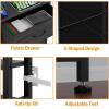 Furnulem Nightstands Set of 2, Tall Night Stand with Charger Station and USB Ports, 3 Fabric Drawers and Led Lights, Bed Side Table for Bedroom/Dorm/Office, Black Oak(Black Oak)