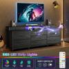 Furnulem Dresser, Black Dresser for Bedroom with 9 Storage Organizer Drawers and Open Shelf, 55″ Entertainment Center with LED Lights and Charging Station, Chest of Drawers for Living Room Bedroom(11.8″D x 63″W x 26.2″H (9 Drawers))
