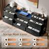 Furnulem Dresser, Black Dresser for Bedroom with 9 Storage Organizer Drawers and Open Shelf, 55″ Entertainment Center with LED Lights and Charging Station, Chest of Drawers for Living Room Bedroom(11.8″D x 63″W x 26.2″H (9 Drawers))