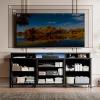 Furnulem Dresser, Black Dresser for Bedroom with 9 Storage Organizer Drawers and Open Shelf, 55″ Entertainment Center with LED Lights and Charging Station, Chest of Drawers for Living Room Bedroom(11.8″D x 55.1″W x 26.2″H (9 Drawers))