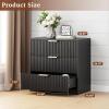 Furnulem Fluted 3-Drawer Night Stand, Black Modern Bedroom Side Table with Elegant Design – Compact Bedside Table for Small & Large Bedrooms(Black)
