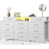 Furnulem Dresser for Bedroom with LED Lights, 55″ White Dresser with Charging Station, 12 Storage Organizer Drawers, Chest of Drawers for Bedroom, Living Room, Closet, Hallway, Wooden Top, Metal Frame(White)